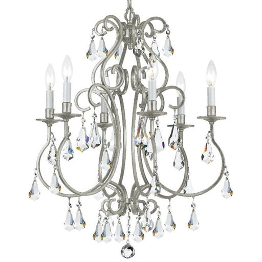 Ashton 6 Light Hand Cut Crystal Olde Silver Chandelier