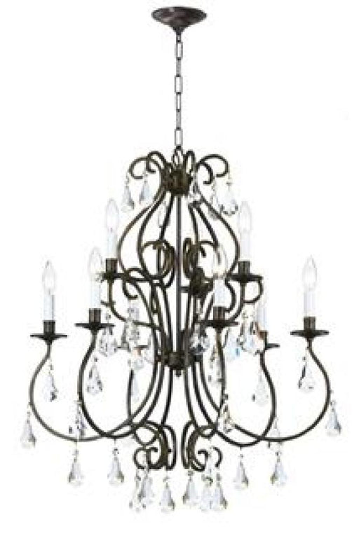 Ashton 9 Light Hand Cut Crystal English Bronze Chandelier