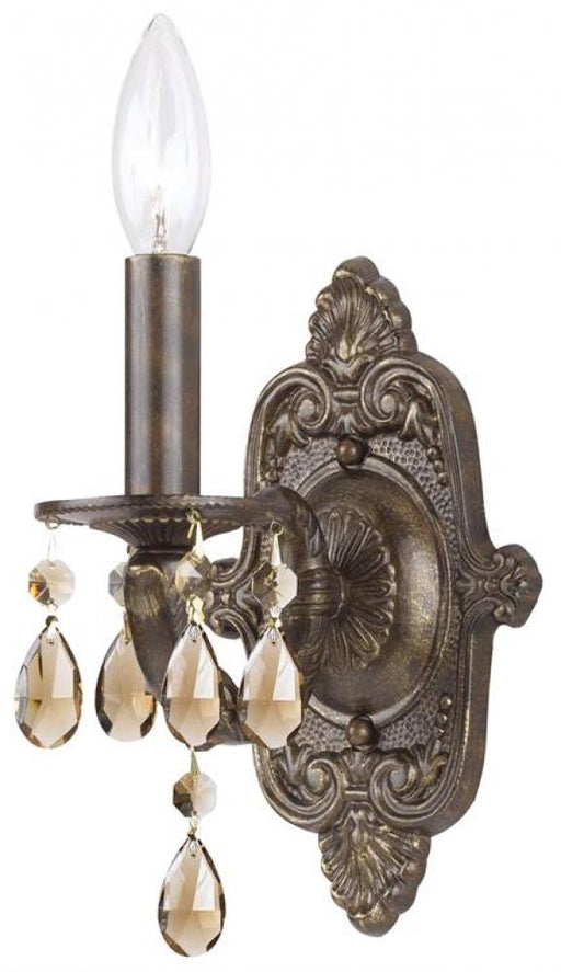 Paris Market 1 Light Golden Teak Crystal Venetian Bronze Sconce