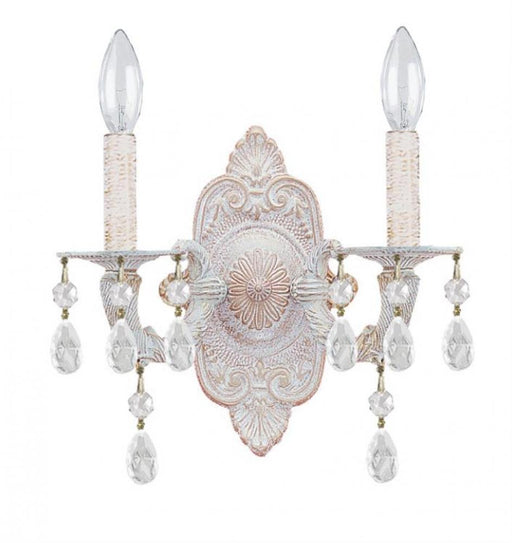 Paris Market 2 Light Clear Crystal Antique White Sconce