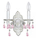 Paris Market 2 Light Rose Crystal Antique White Sconce