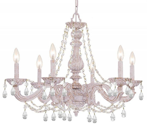 Paris Market 6 Light Clear Italian Crystal Antique White Chandelier