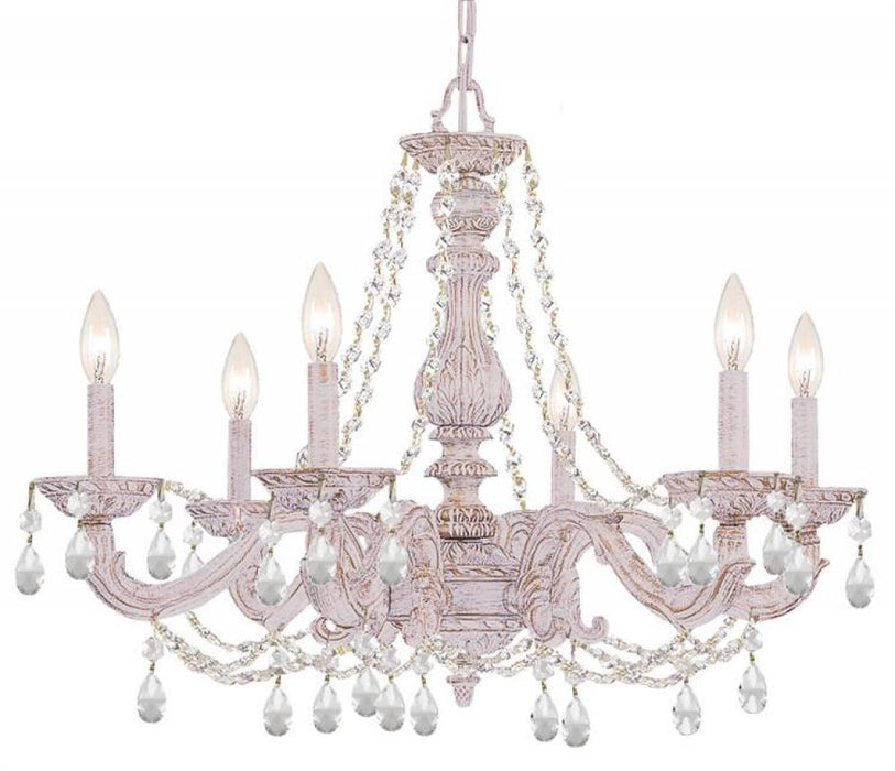 Paris Market 6 Light Clear Italian Crystal Antique White Chandelier