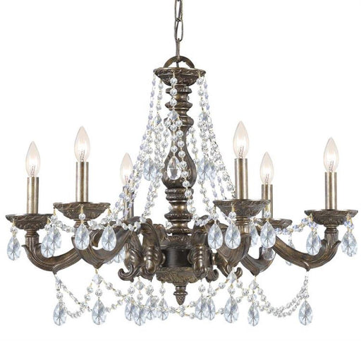 Paris Market 6 Light Clear Crystal Venetian Bronze Chandelier