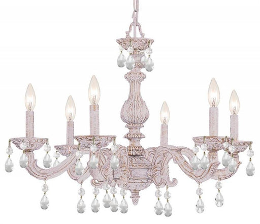 Paris Market 6 Light Clear Crystal Antique White Chandelier