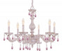 Paris Market 6 Light Rose Crystal Antique White Chandelier