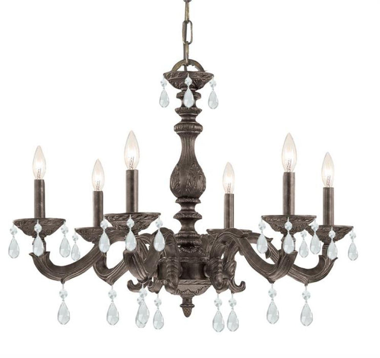 Paris Market 6 Light Clear Crystal Venetian Bronze Chandelier