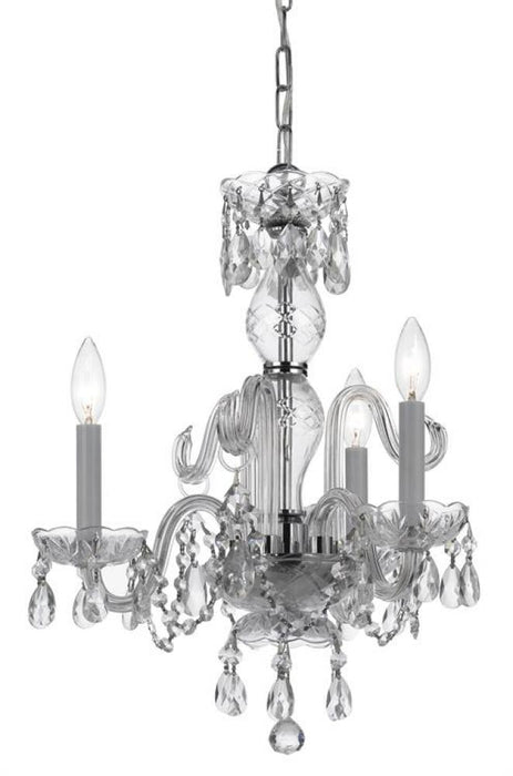 Traditional Crystal 3 Light Clear Italian Crystal Polished Chrome Chandelier