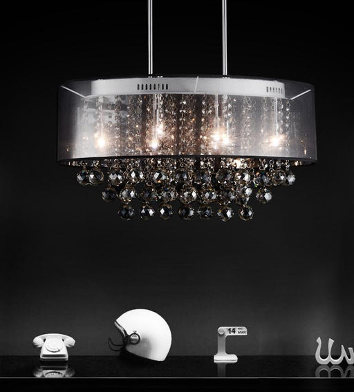 9 Light Drum Shade Chandelier with Chrome finish