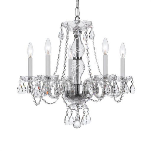 Traditional Crystal 5 Light Crystal Polished Chrome Chandelier