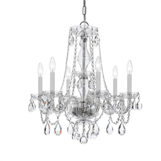 Traditional Crystal 6 Light Swarovski Strass Crystal Chrome Chandelier