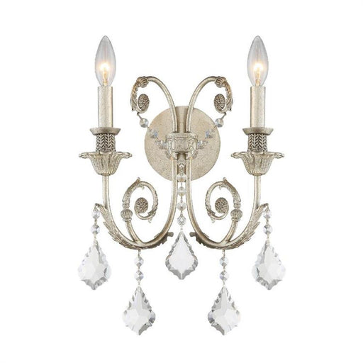 Regis 2 Light Hand Cut Crystal Olde Silver Sconce