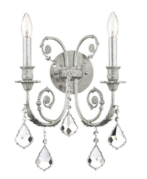 Regis 2 Light Spectra Crystal Olde Silver Sconce