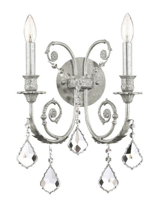 Regis 2 Light Swarovski Strass Crystal Silver Sconce