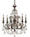 Regis 6 Light Hand Cut Crystal English Bronze Chandelier