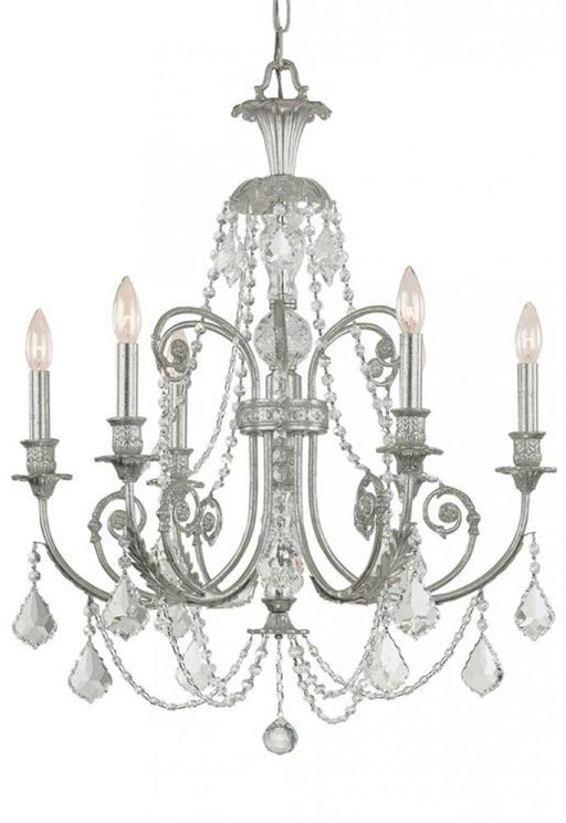 Regis 6 Light Clear Italian Crystal Olde Silver Chandelier