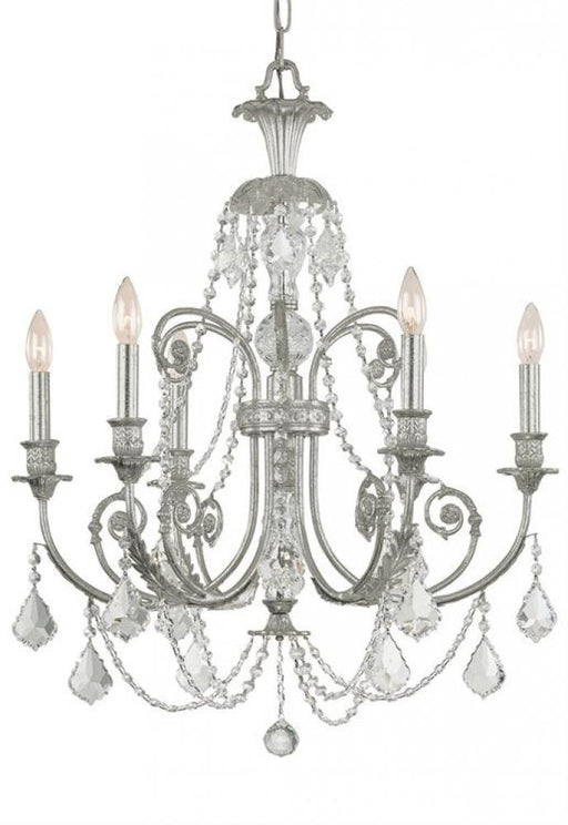 Regis 6 Light Clear Swarovski Strass Crystal Silver Chandelier