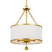 Broche 3 Light Antique Gold Chandelier