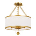 Broche 3 Light Antique Gold Ceiling Mount