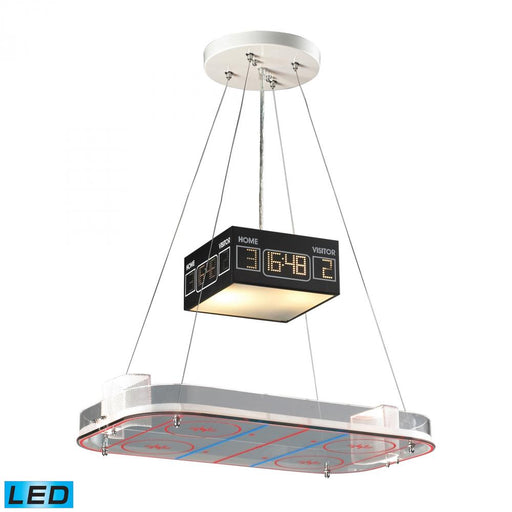 Novelty 2-Light Island Light in Silver with Hockey Arena Motif - Includes LED Bulbs