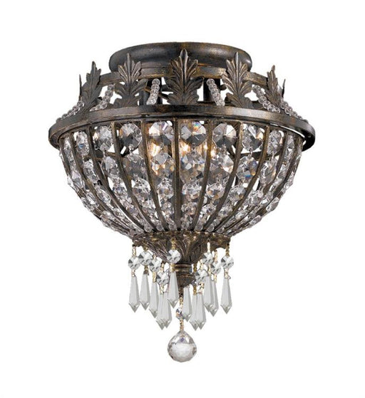 Vanderbilt 3 Light Hand Cut Crystal English Bronze Flush Mount