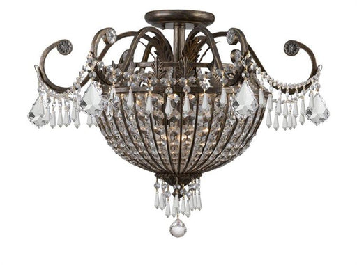 Vanderbilt 9 Light Hand Cut Crystal English Bronze Semi-Flush