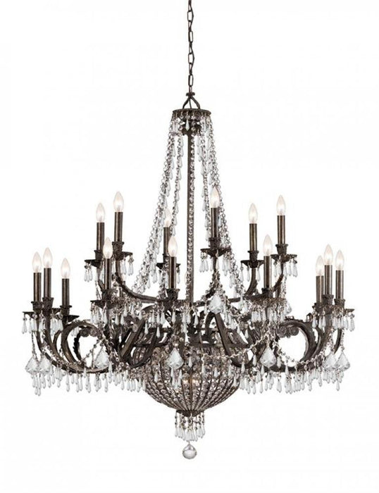 Vanderbilt 23 Light Hand Cut Crystal English Bronze Chandelier