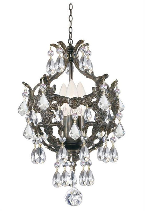 Legacy 3 Light Hand Cut Crystal English Bronze Mini Chandelier