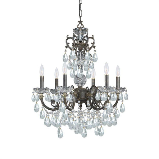 Legacy 6 Light Hand Cut Crystal English Bronze Chandelier