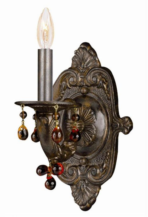 Paris Market 1 Light Amber Crystal Bronze Sconce