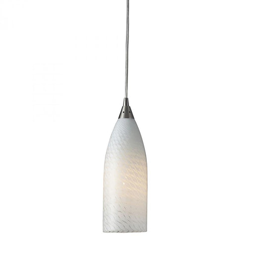 Cilindro 1--Light Mini Pendant in Satin Nickel with White Swirl Glass - Includes LED Bulb