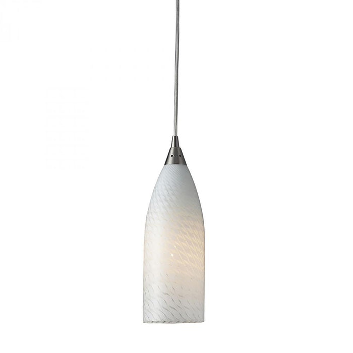 Cilindro 5-Light Mini Pendant in Satin Nickel with White Swirl Glass