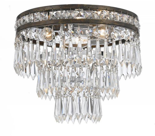 Mercer 3 Light Hand Cut Crystal English Bronze Flush Mount