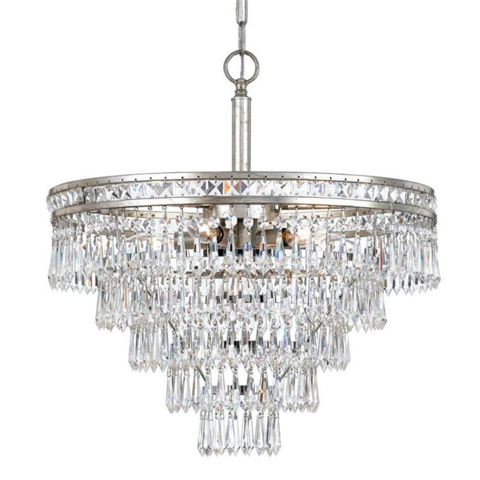 Mercer 7 Light Hand Cut Crystal Olde Silver Convertible Chandelier