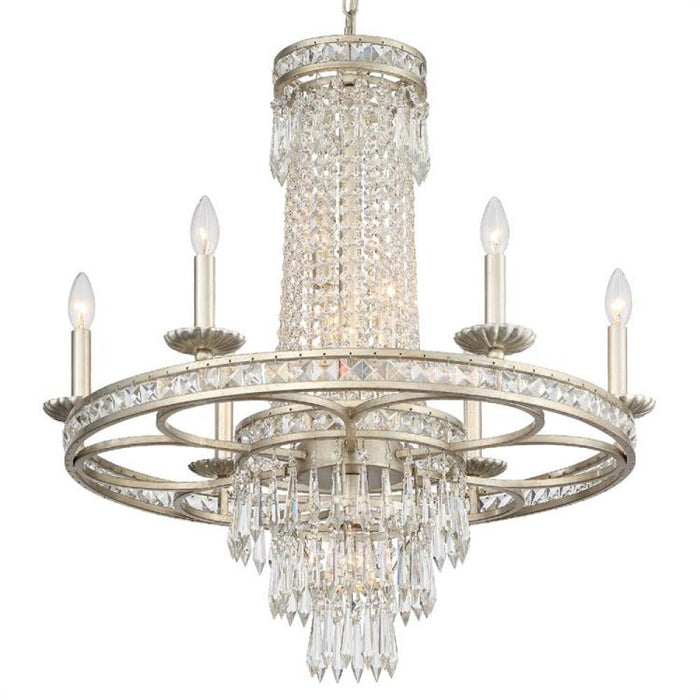 Mercer 10 Light Hand Cut Crystal Olde Silver Chandelier