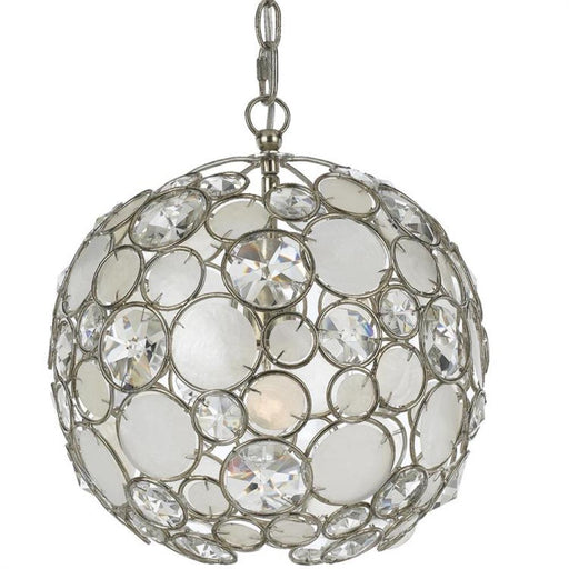 Palla 1 Light Antique Silver Sphere Mini Chandelier