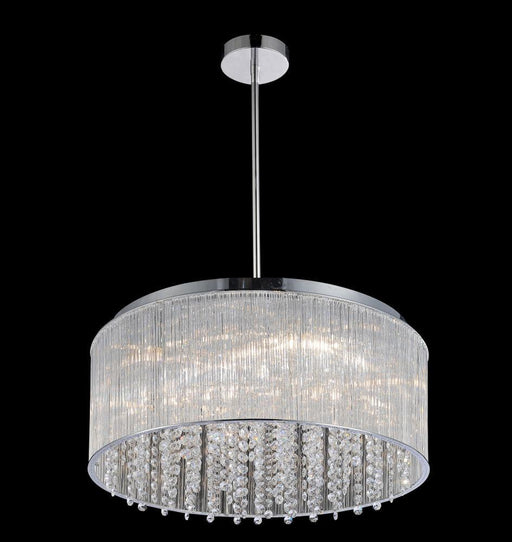 9 Light Drum Shade Chandelier with Chrome finish