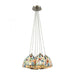 Gemstone 7-Light Nesting Pendant Fixture in Satin Nickel with Sculpted Multi-color Glass