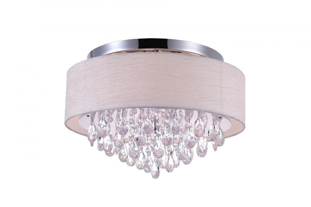 4 Light Drum Shade Flush Mount with Chrome finish