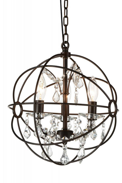 3 Light Up Mini Chandelier with Brown finish