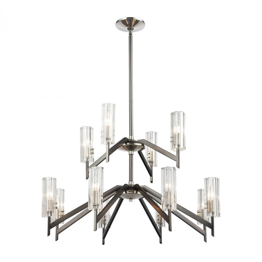 Aspire 12-Light Chandelier in Black Nickel with Ribbed Crystal