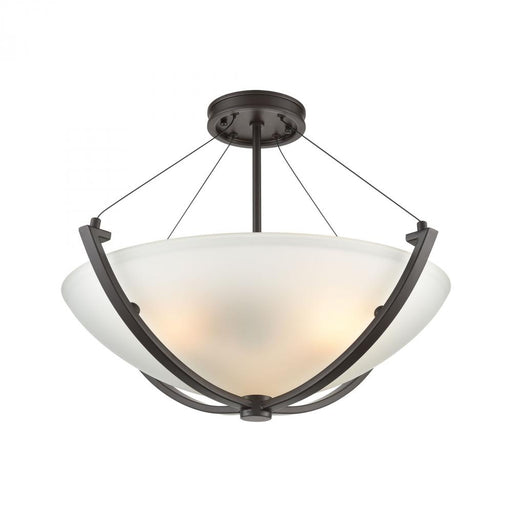 Roebling 3-Light Semi Flush Mount in Oil Rubbed Bronze with Frosted Glass