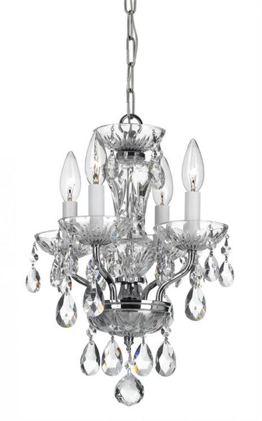 Traditional Crystal 4 Light Hand Cut Crystal Polished Chrome Mini Chandelier