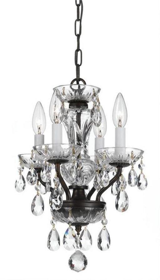 Traditional Crystal 4 Light Hand Cut Crystal English Bronze Mini Chandelier