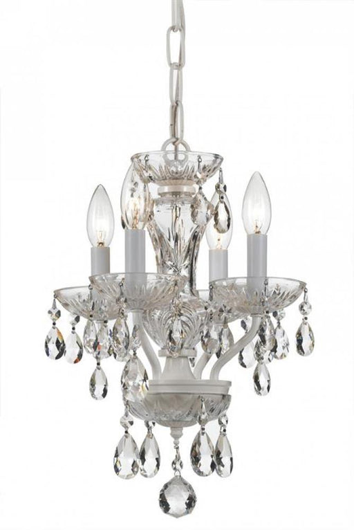 Traditional Crystal 4 Light Clear Italian Crystal Wet White Mini Chandelier