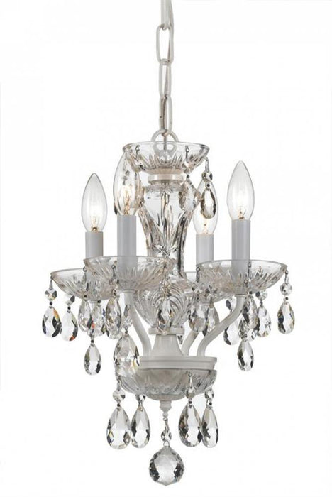 Traditional Crystal 4 Light Hand Cut Crystal Wet White Mini Chandelier