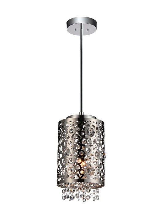 1 Light Drum Shade Mini Pendant with Chrome finish