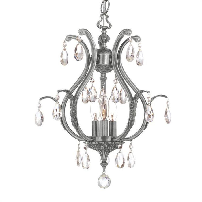 Dawson 3 Light Hand Cut Crystal Pewter Mini Chandelier