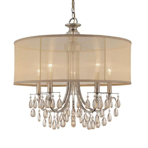 Hampton 5 Light Drum Shade Brass Chandelier