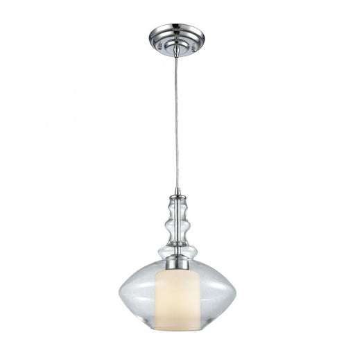 Alora 1-Light Mini Pendant in Chrome with Clear and Opal White Glass